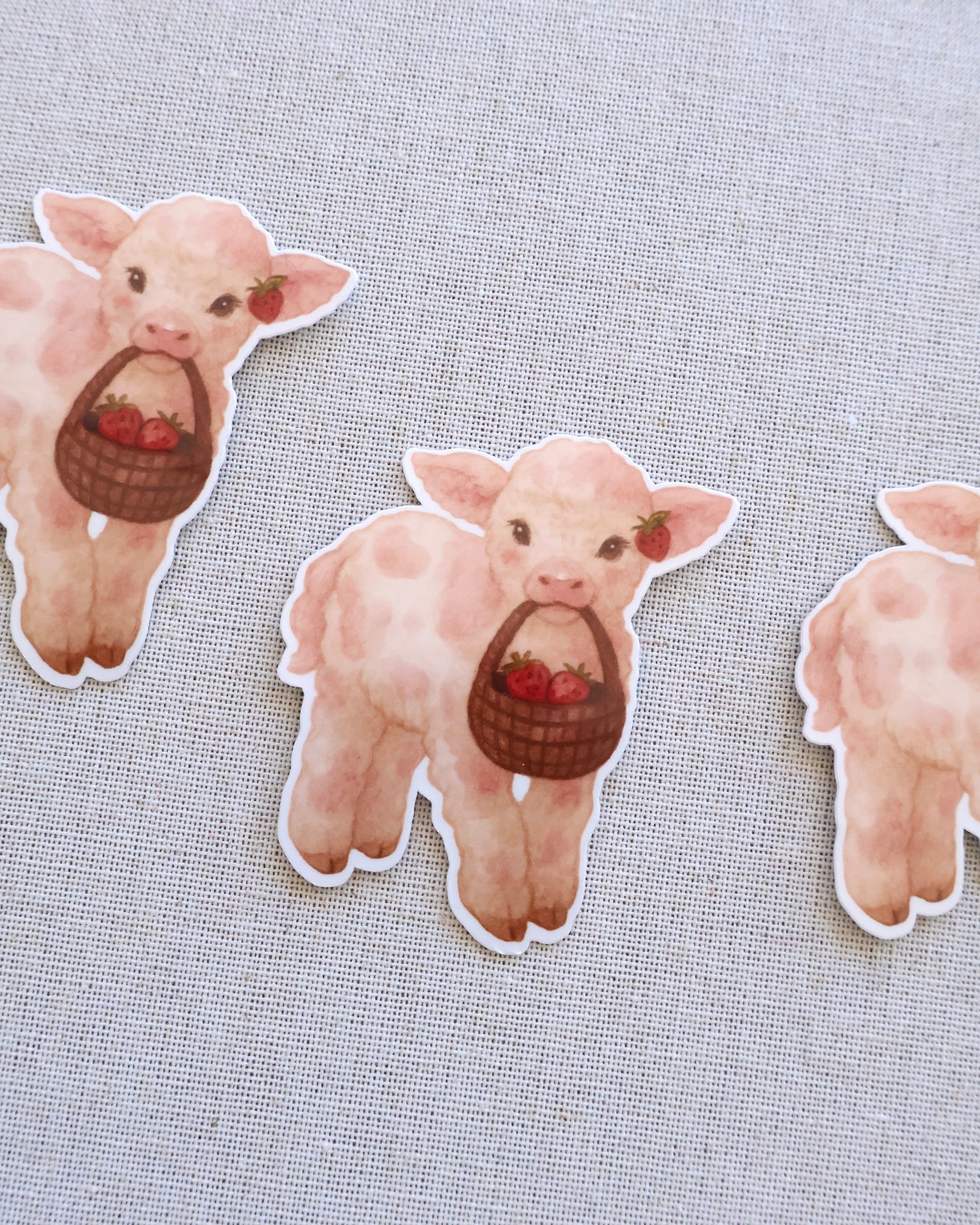Calf Strawberry Basket Sticker