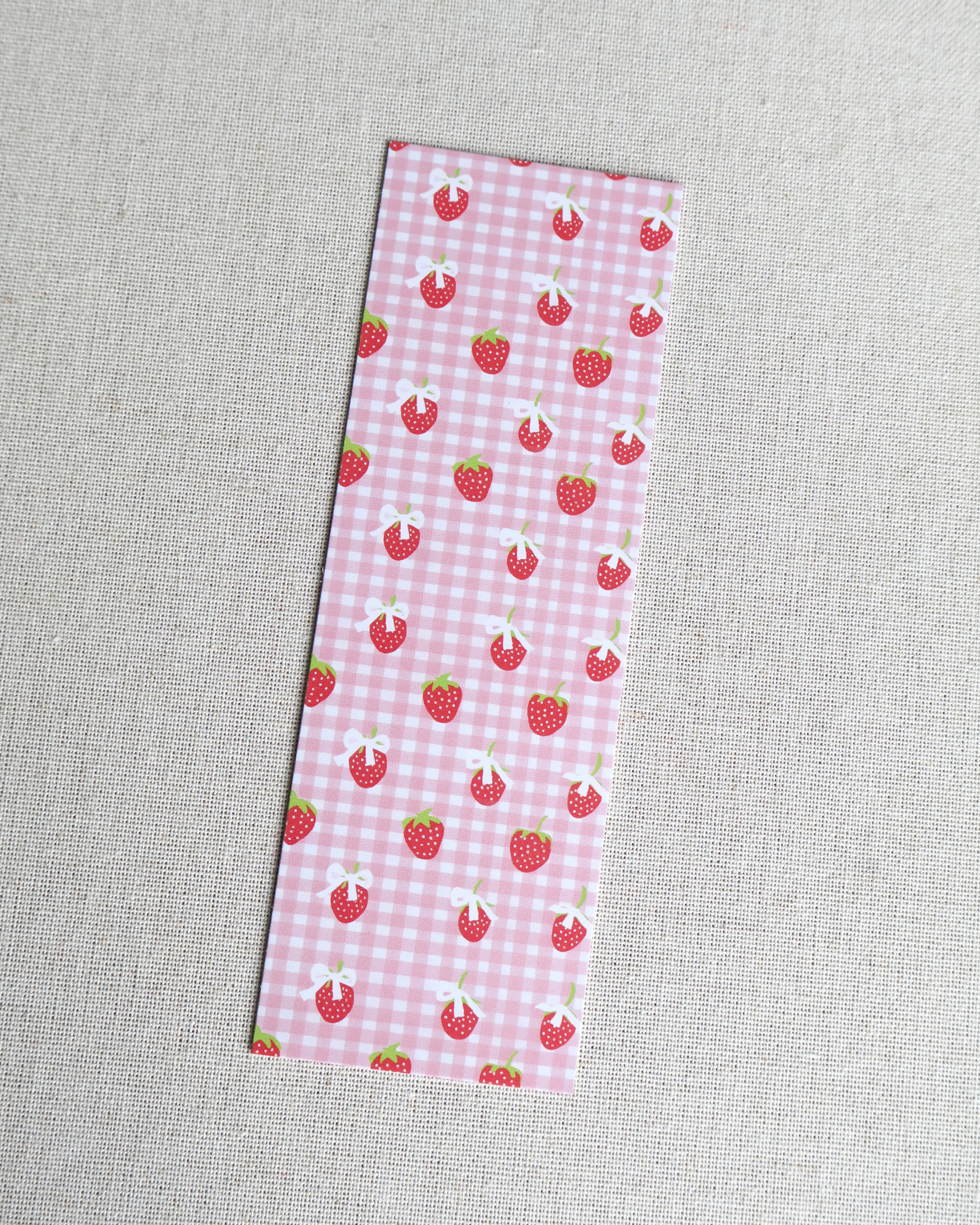 Strawberry Bow Gingham Bookmark