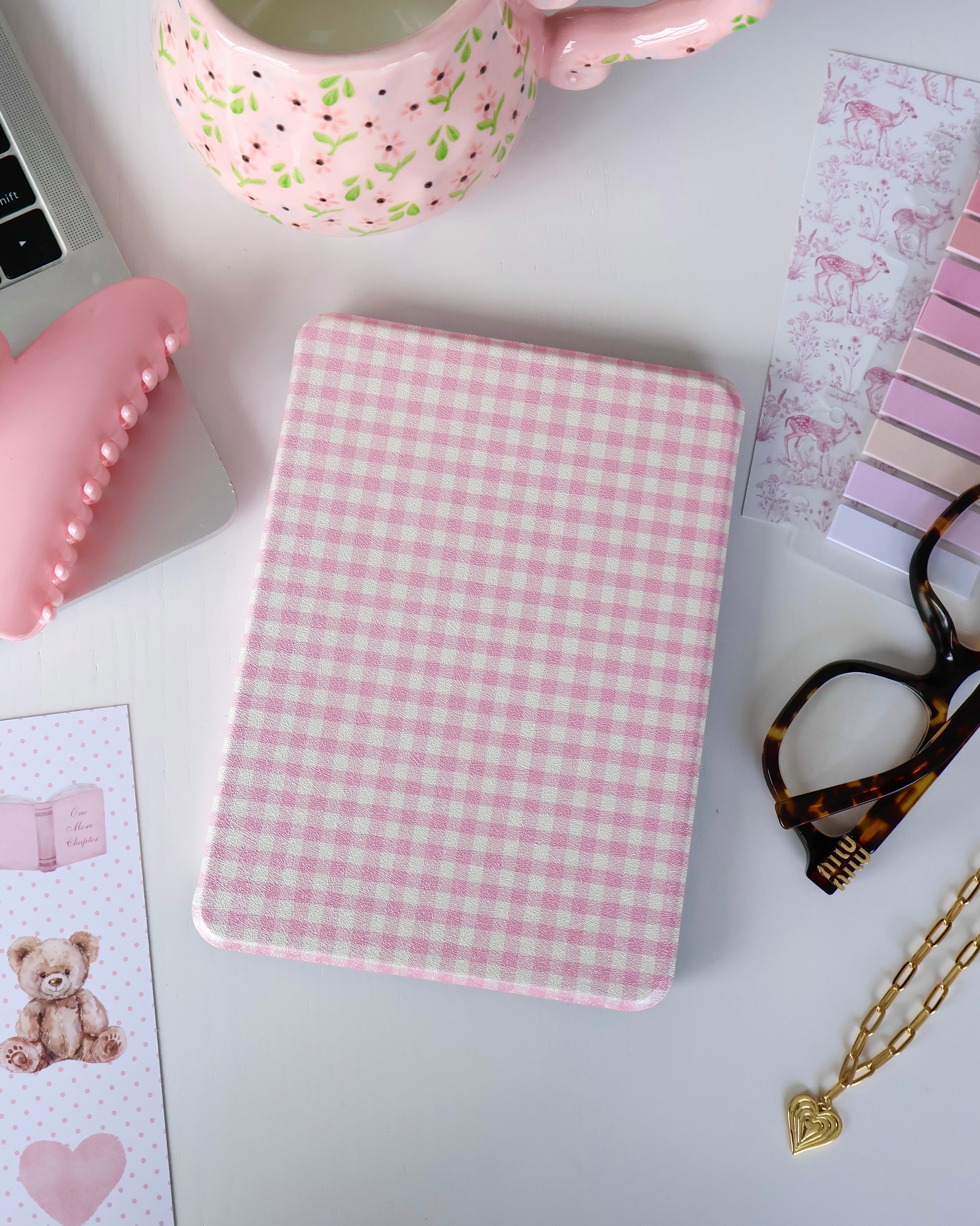 Pink Gingham Kindle Case