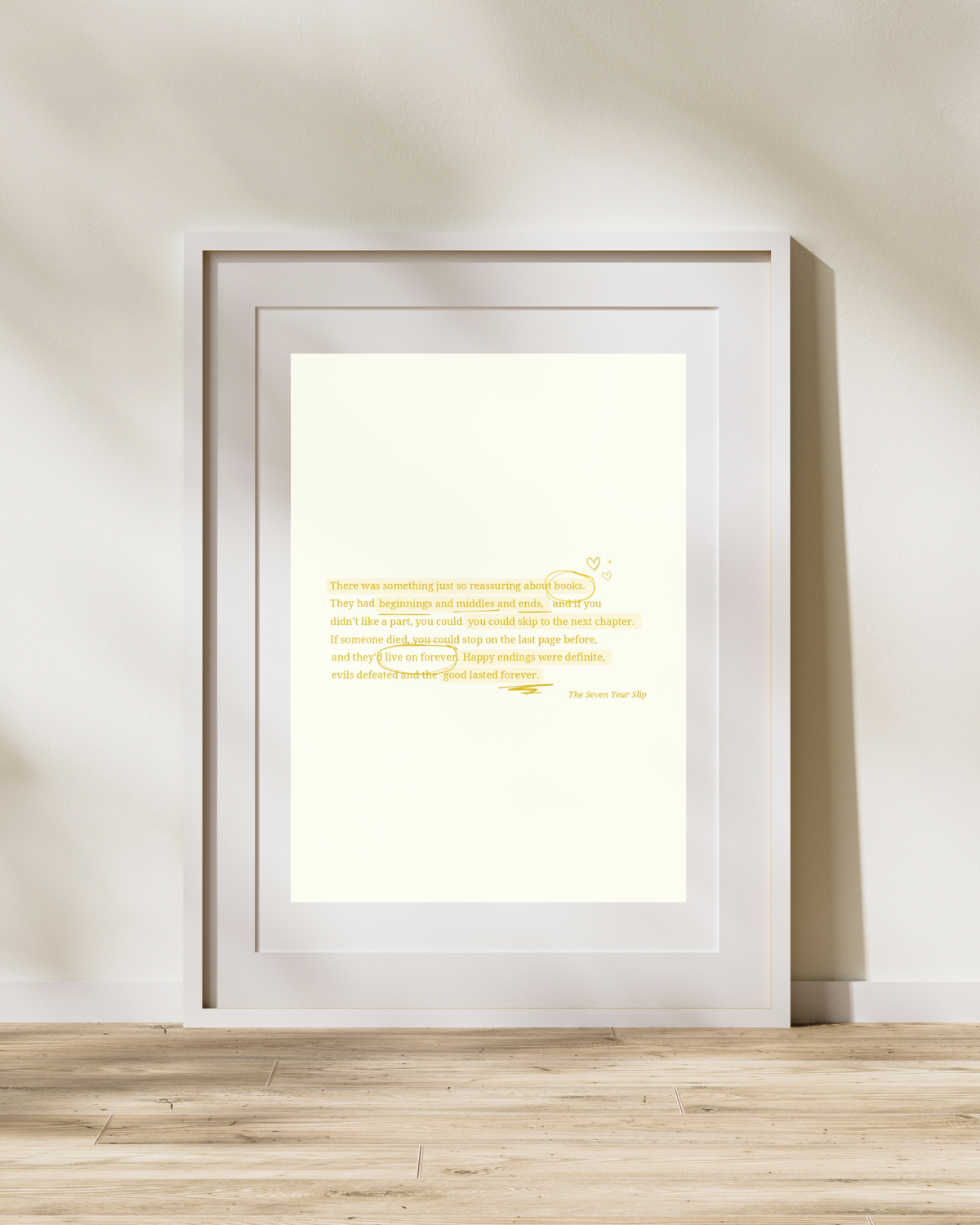 Seven Year Slip Book Quote Print