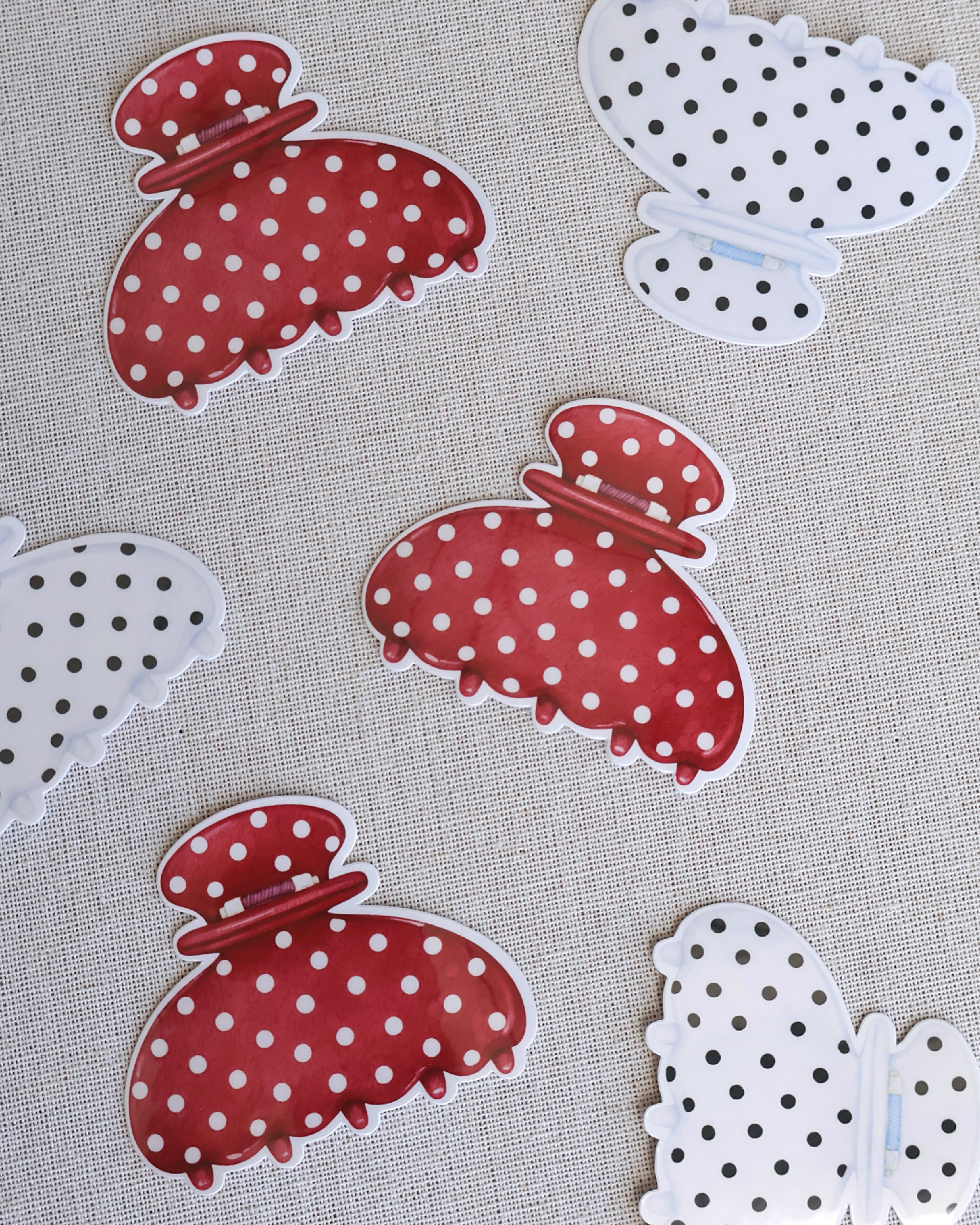 Red & White Polka Dot Claw Clip Sticker
