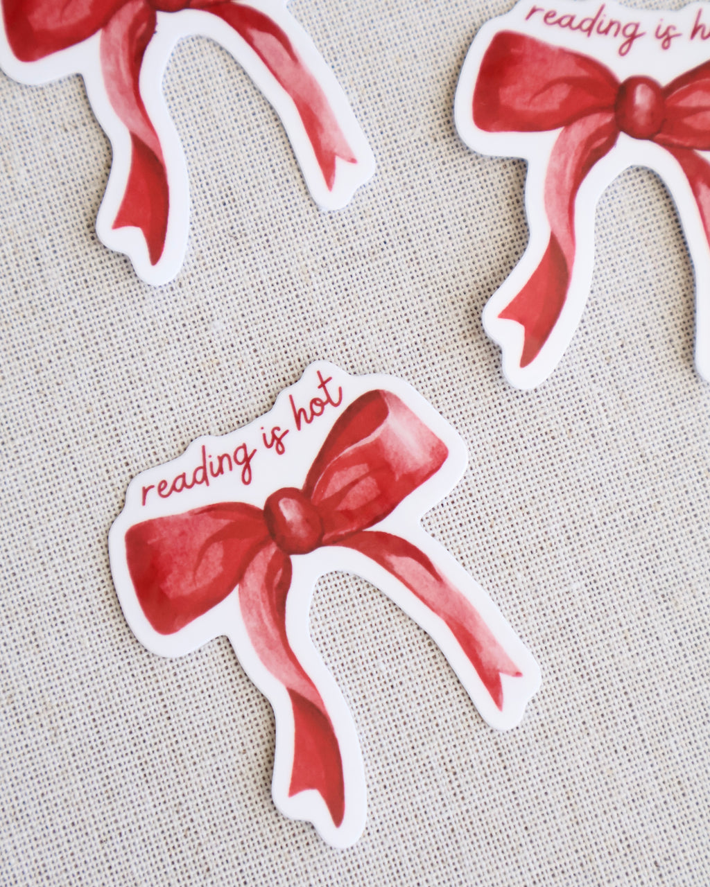 Reading Is Hot Red Bow Sticker