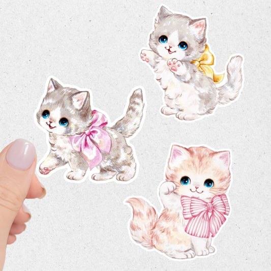 Cute Cats Pack Of 3 Stickers