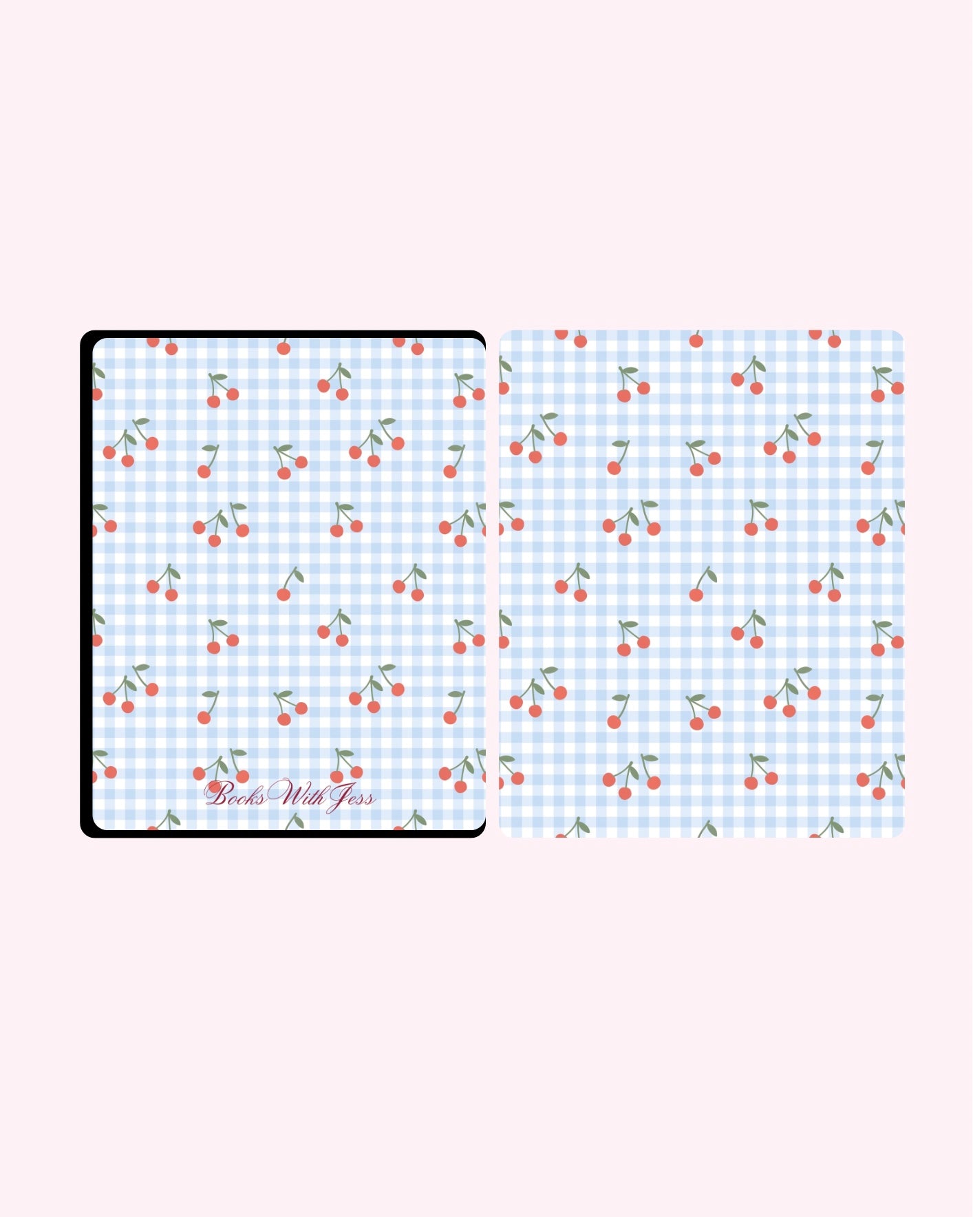 Blue Cherry Gingham Kindle Case