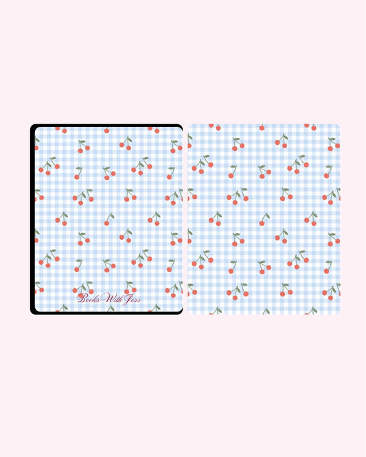 Blue Cherry Gingham Kindle Case