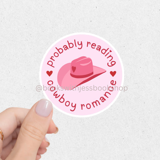 Probably Reading Cowboy Romance Sticker