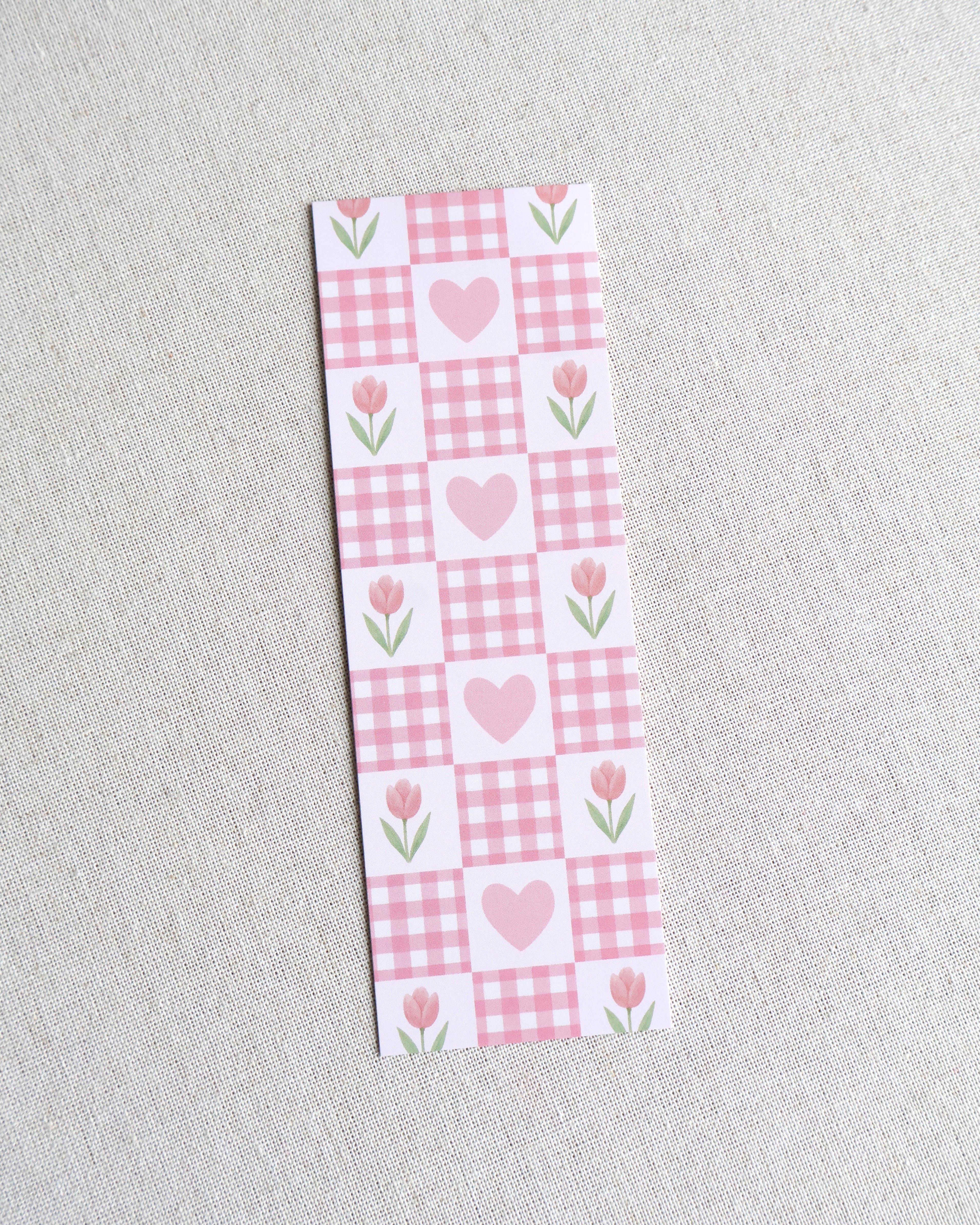 Pink Tulip Checkered Bookmark