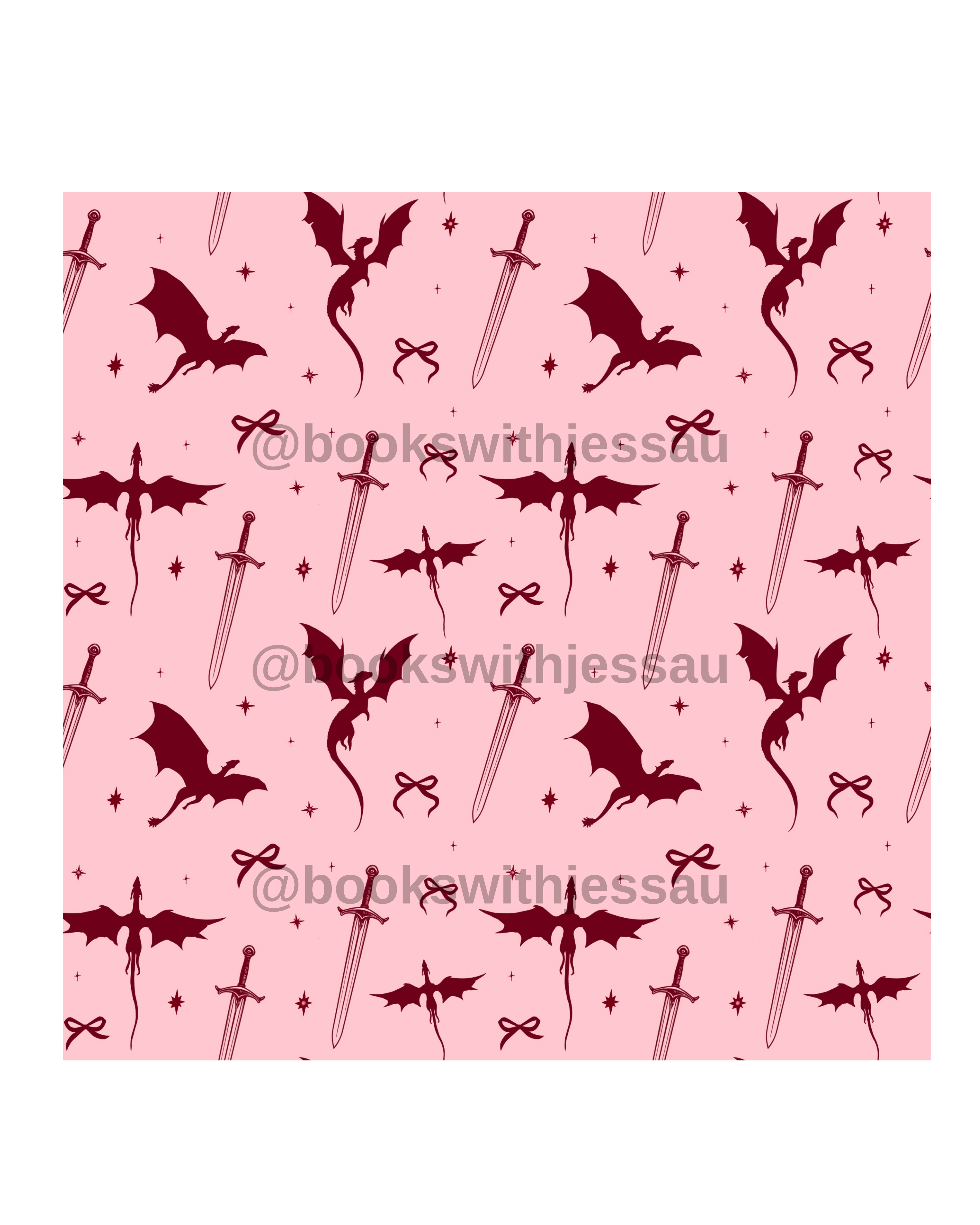 Dragons and Swords Pink Seamless Pattern File