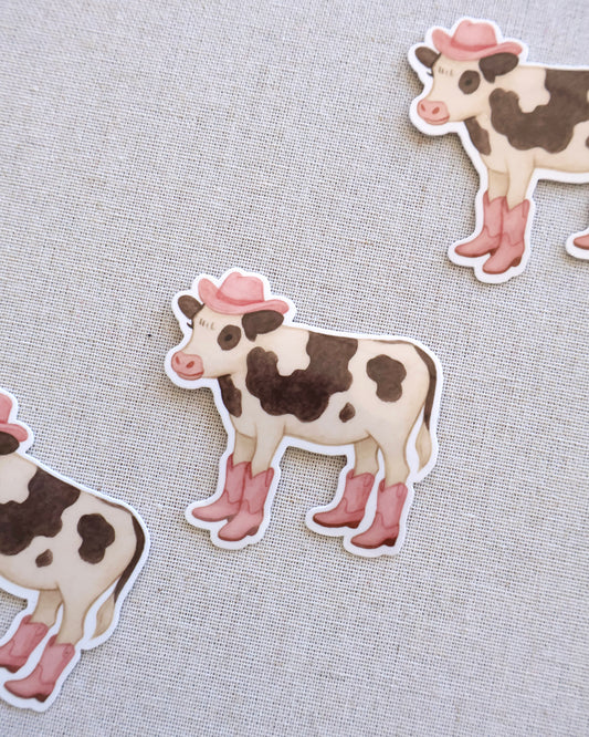 Cowboy Cow Sticker