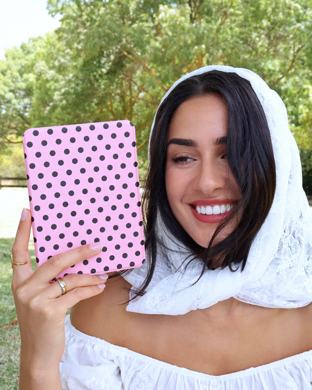 Pink & Black Polka Dot Kindle Case