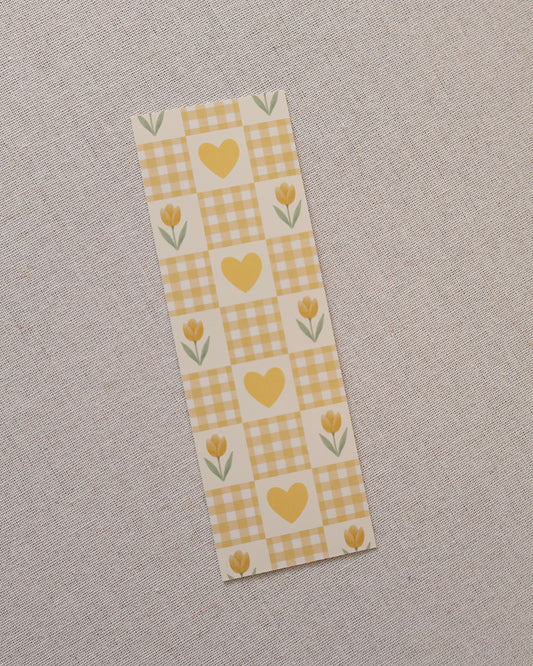 Yellow Tulip Checkered Bookmark