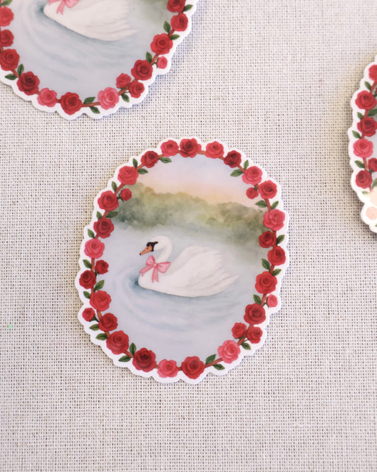 Swan Rose Sticker