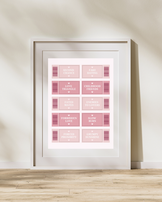 Romance Trope Tickets Print