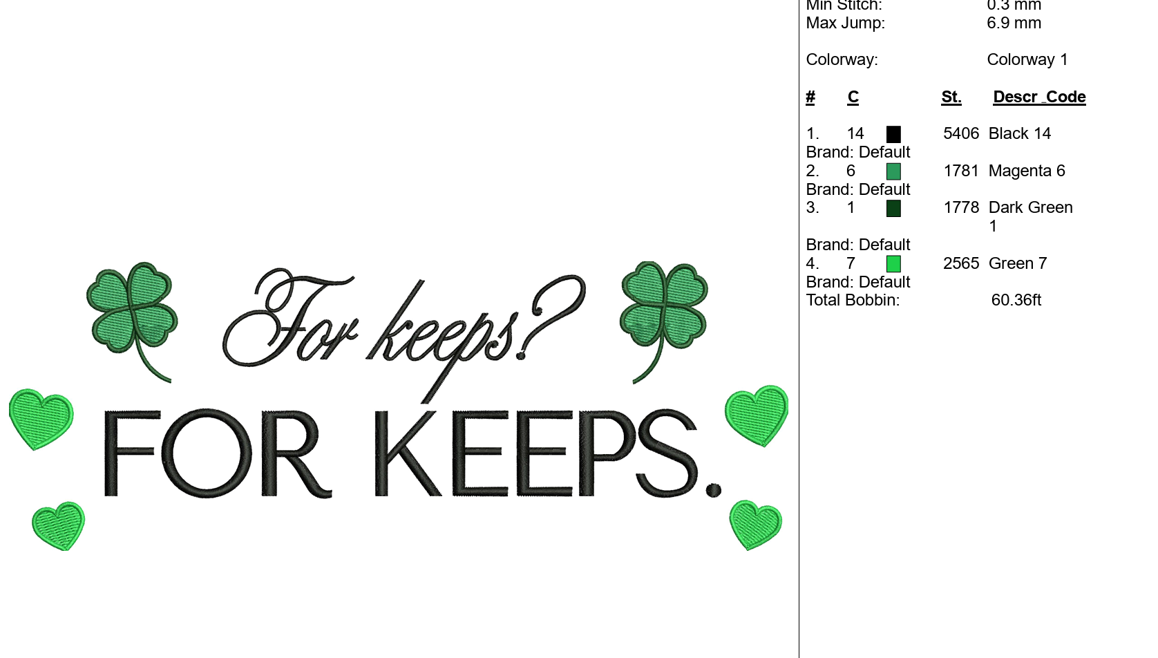 For Keeps Embroidery File
