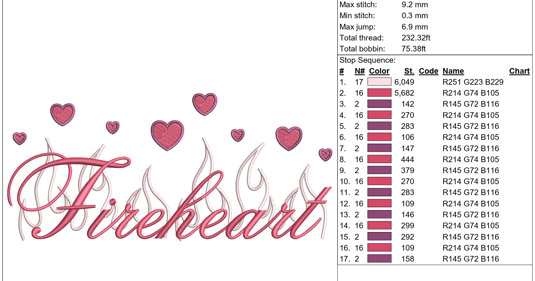 Fireheart Embroidery File