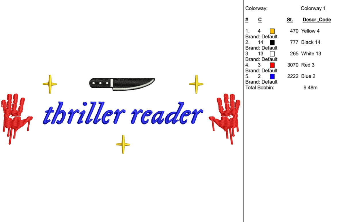 Thriller Reader Embroidery File